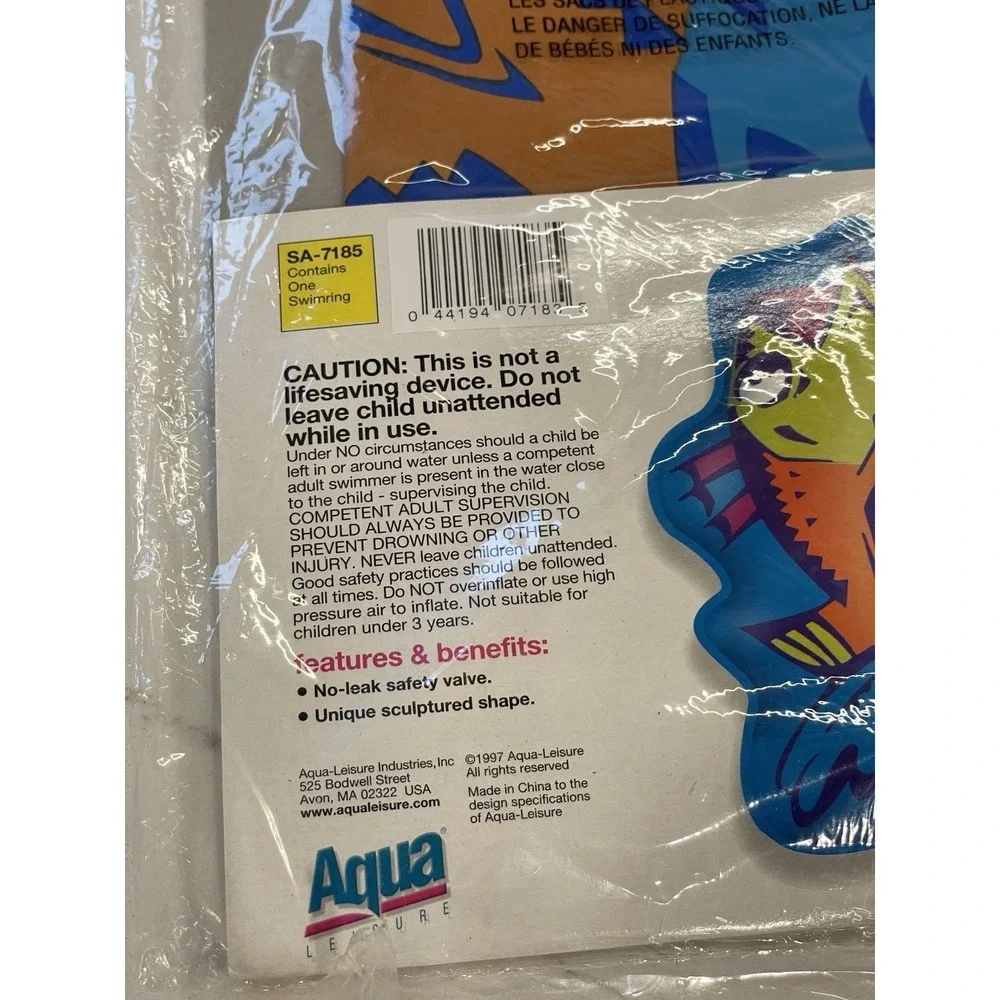 Lot of 2 Aqua Leisure Inflatable Swim Ring‎ Float Pool Water New Y2K 1990s Fish